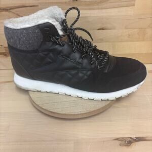 REEBOK Black Water Resistant Lace Up Faux Fur Lined Winter Boots W9